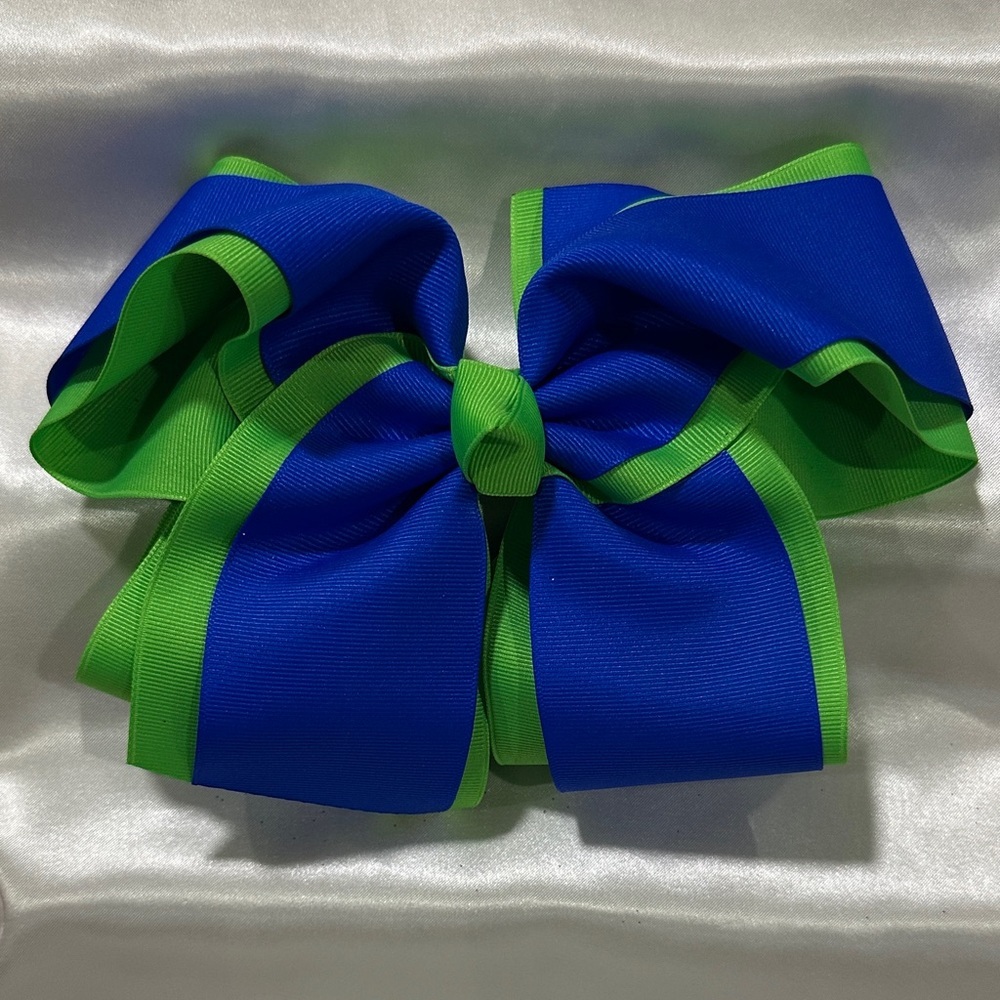 Blue and Lime Green Grosgrain Mega Hair Bow- bundle & save on shipping